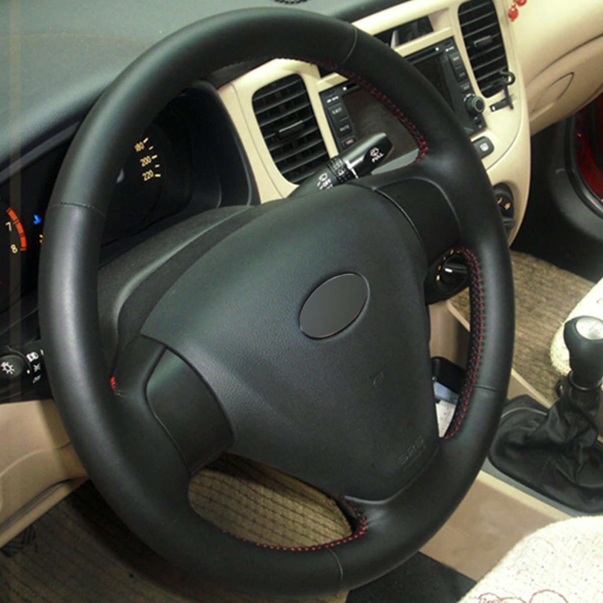 Loncky Auto Custom Fit OEM Black Genuine Leather Steering Wheel Covers